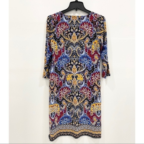 Talbots Jersey Paisley Shift Dress Three Quarter Small - Picture 7 of 7